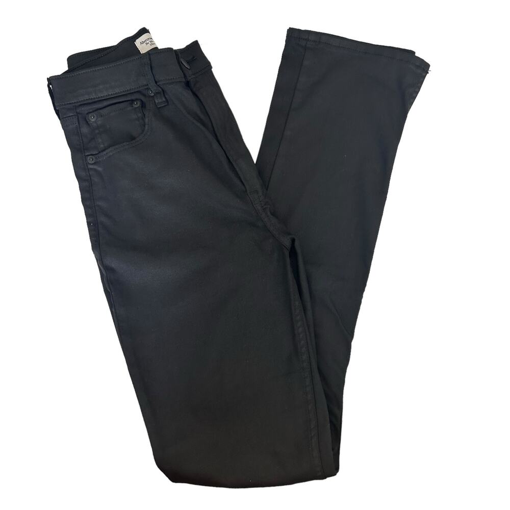 Abercrombie & Fitch The ‘90’s Slim Straight High Rise Coated Black Jeans Size 6